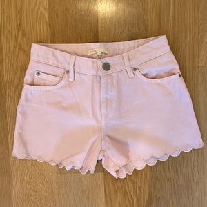 Pink scalloped maje shorts, high waisted